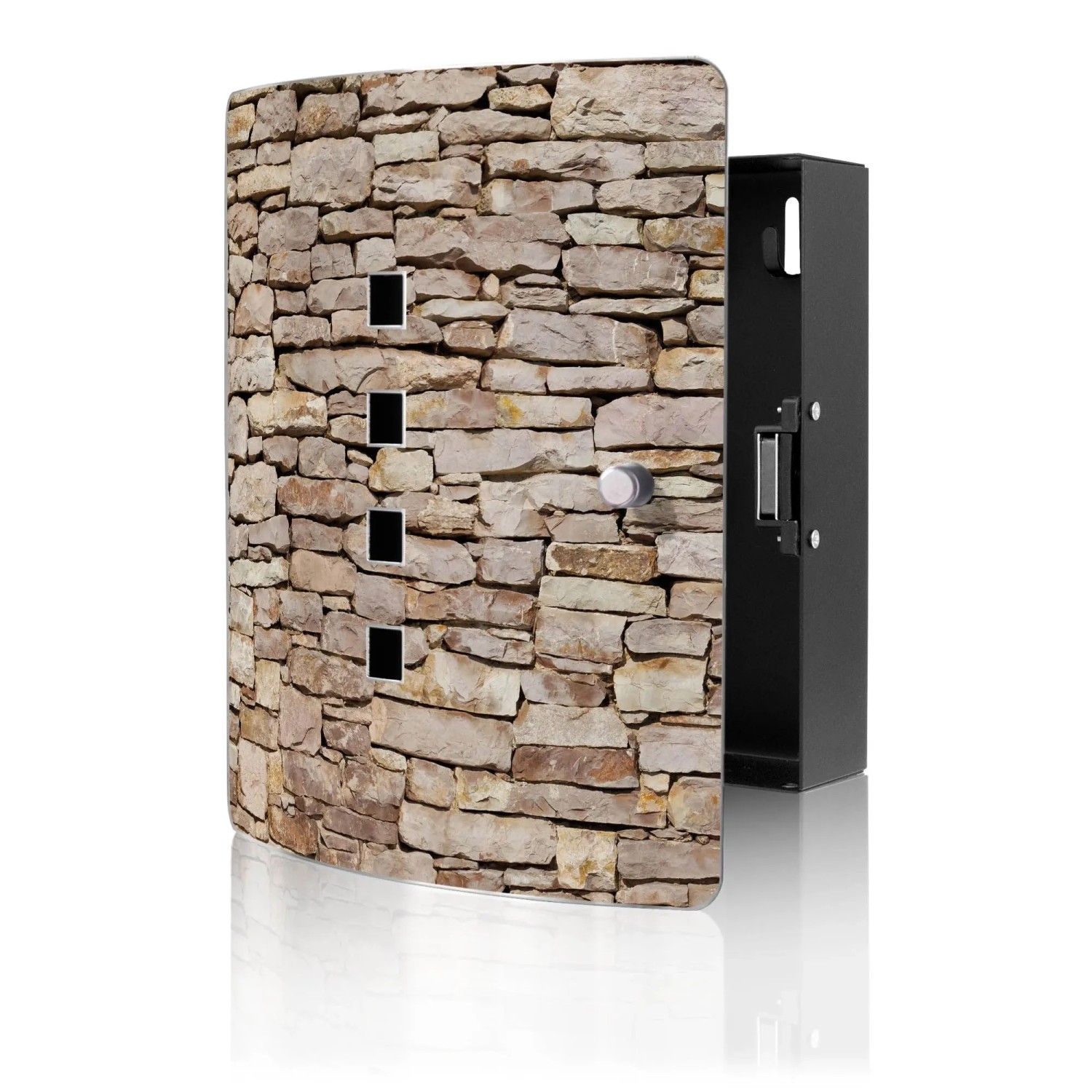 Banjado Design Schlüsselkasten Aus Edelstahl Für 10 Schlüssel 24x21,5x7cm Mit Magnetverschluss Motiv Stadtmauer