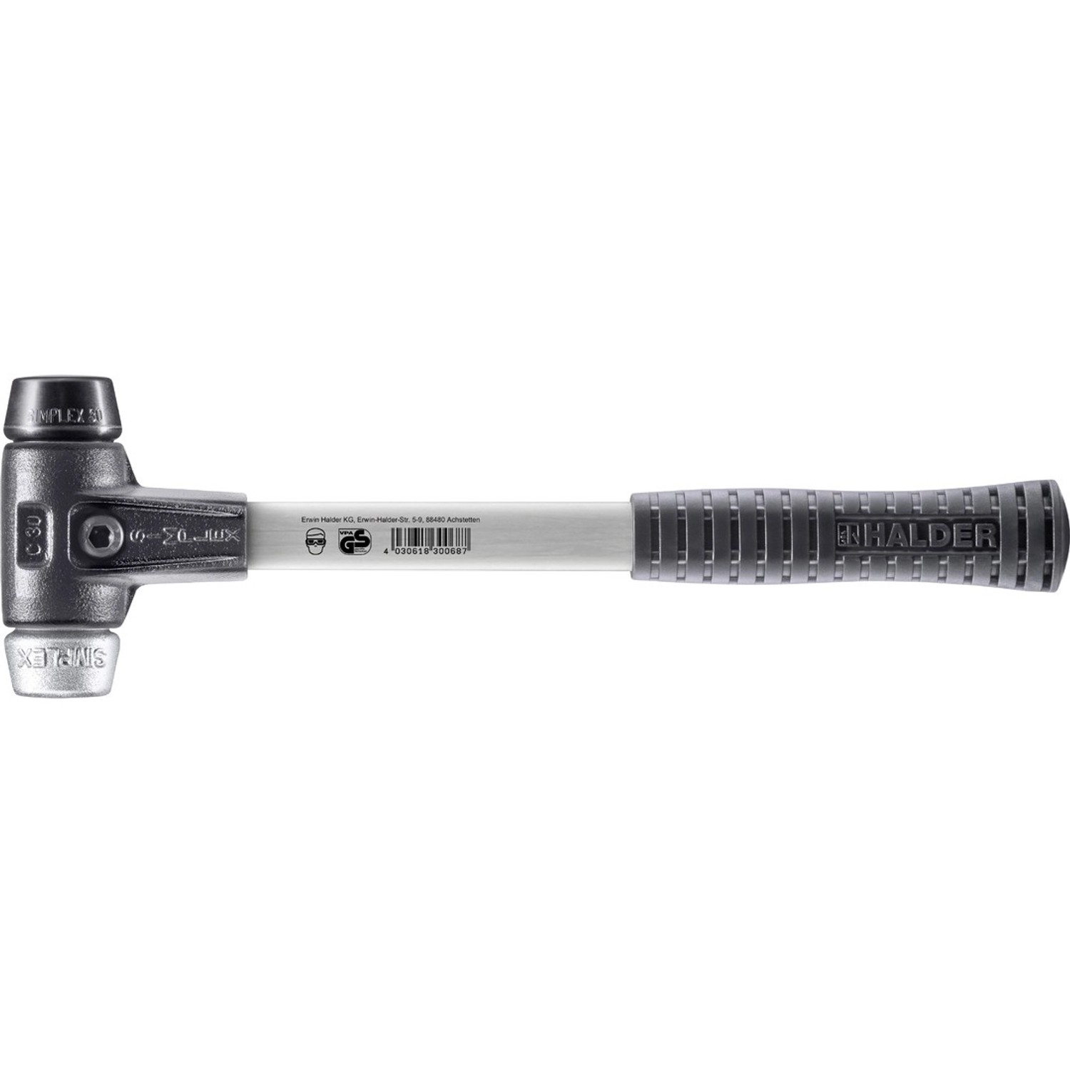 Halder Simplex Schonhammer Ø 30 mm Gummi Schwarz   Weichmetall mit Verstärk günstig online kaufen