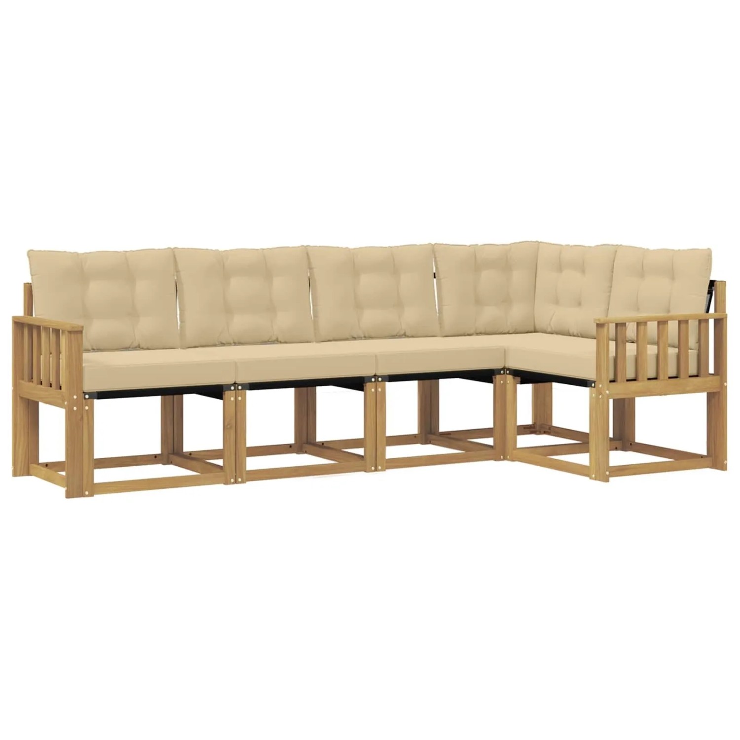 vidaXL Outdoor-Sofagarnitur mit Kissen 5-Tlg Weiß und Beige 3389475