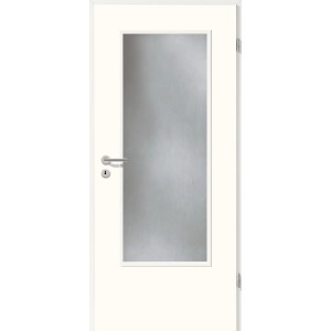Weiße Zimmertür (o. Glas) mit Linksanschlag, Dekor GA24, 86x198,5 cm.