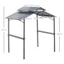 Outsunny GrillPavillon Stahl PC-Platte Schwarz Braun 240L x 150B x 250H cm_3