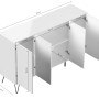 Weißes Posseik Sideboard Industrial mit 4 Türen und Schubladen, 155 cm breit.