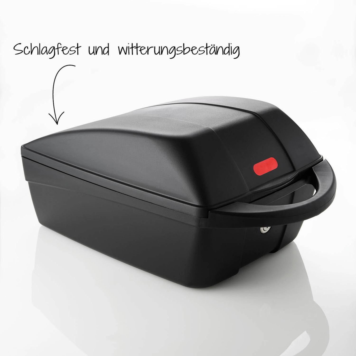 Schwarze Fischer Gepäckträger-Box, 11 Liter, für Fahrräder. Robust und wetterfest.