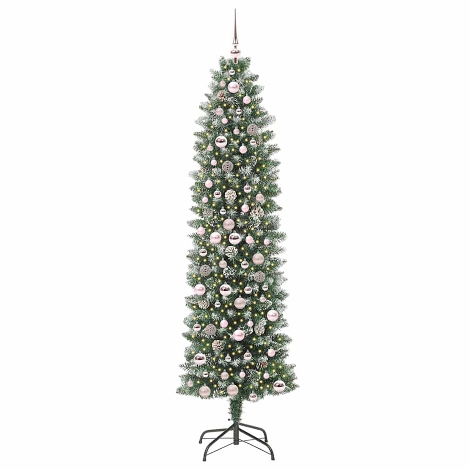 vidaXL Künstlicher Schlanker Weihnachtsbaum Grün und Weiß 210 cm 3395307