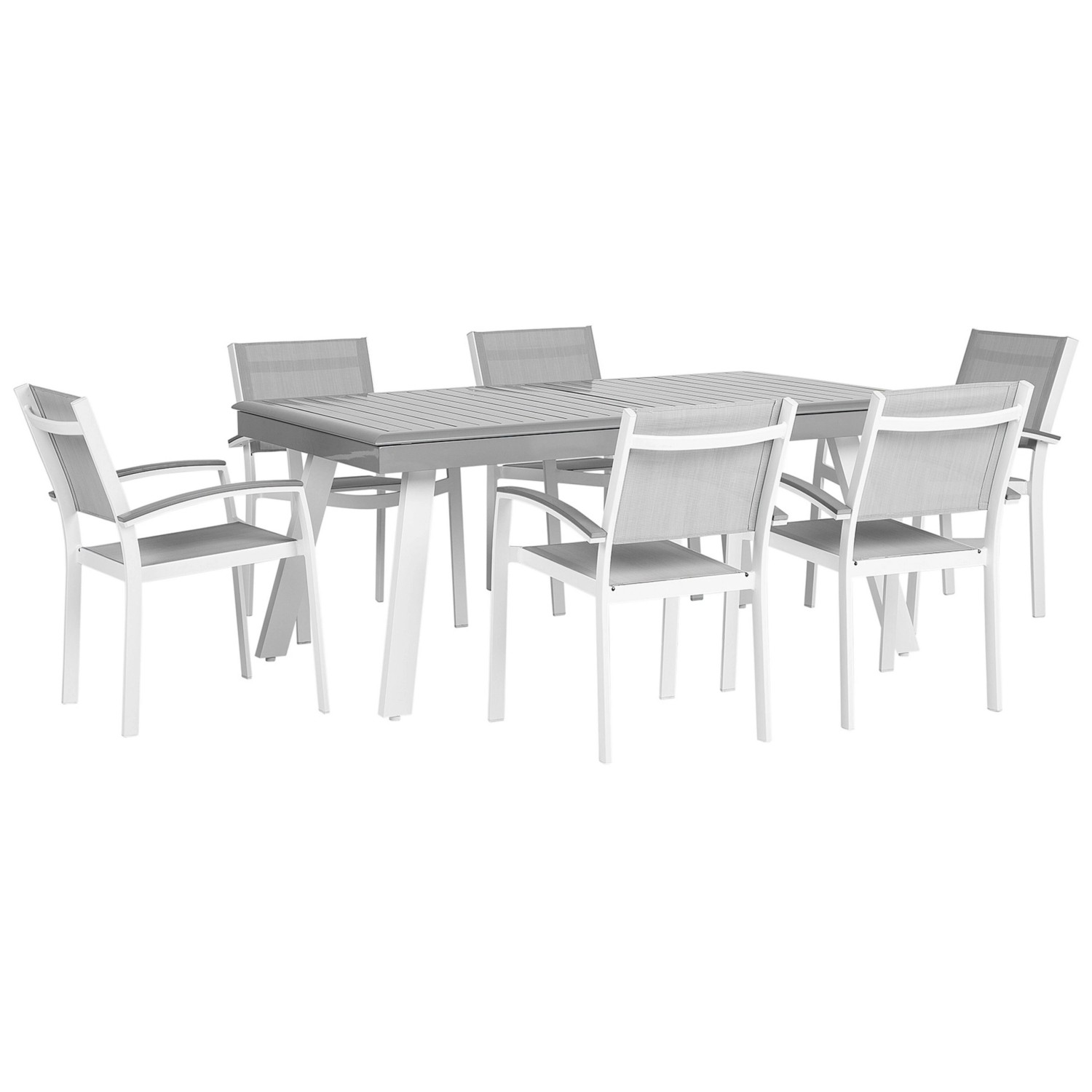 Beliani Gartentisch Set PERETA Hellgrau 100x255x86 günstig online kaufen
