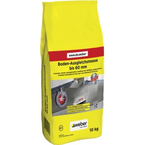 Gelber Sack Weber Boden-Ausgleichsmasse bis 60 mm, 10 kg. Geeignet für innen und außen.