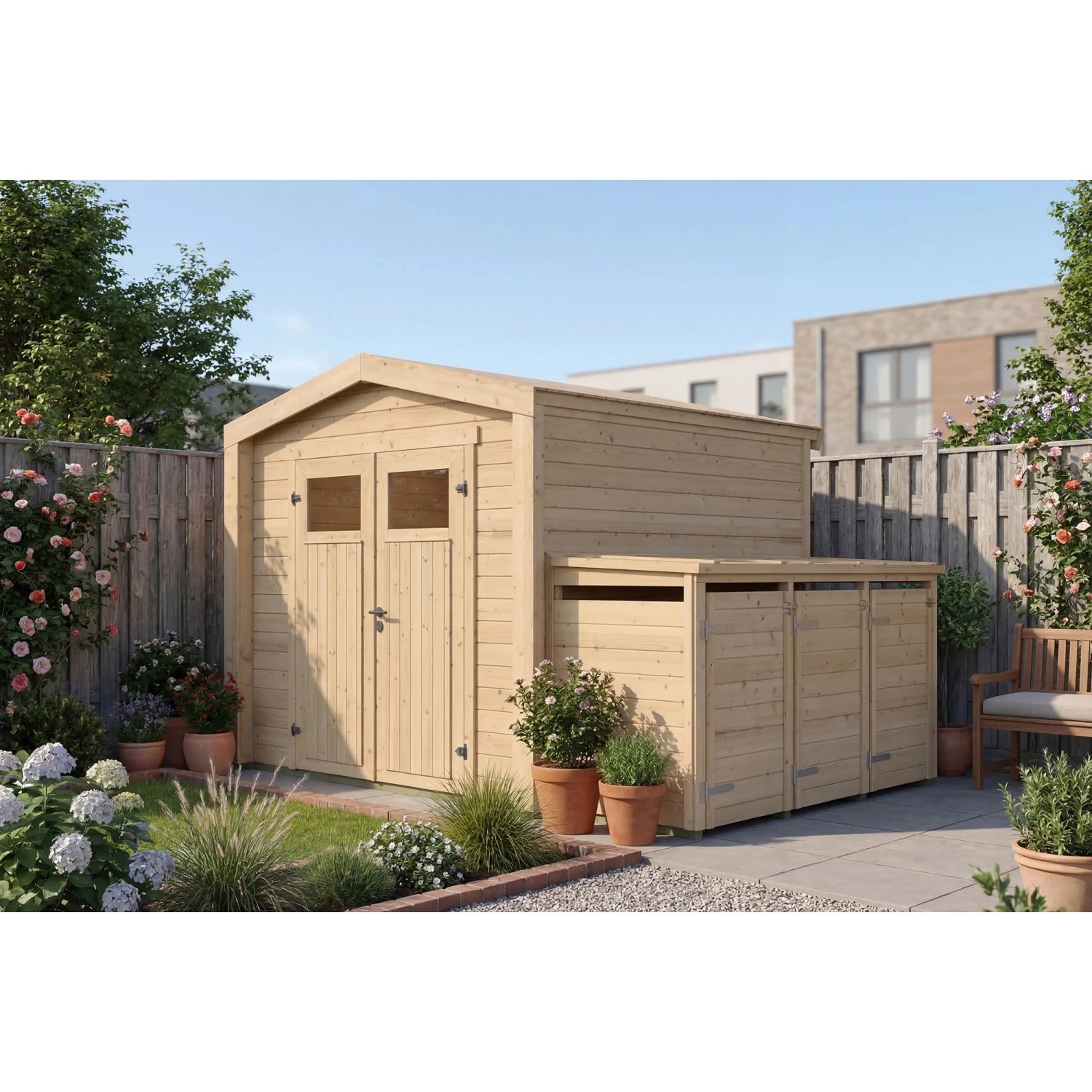 Weka Holz-Gartenhaus Killarney Satteldach Natur Unbehandelt 337 cm x 248 cm