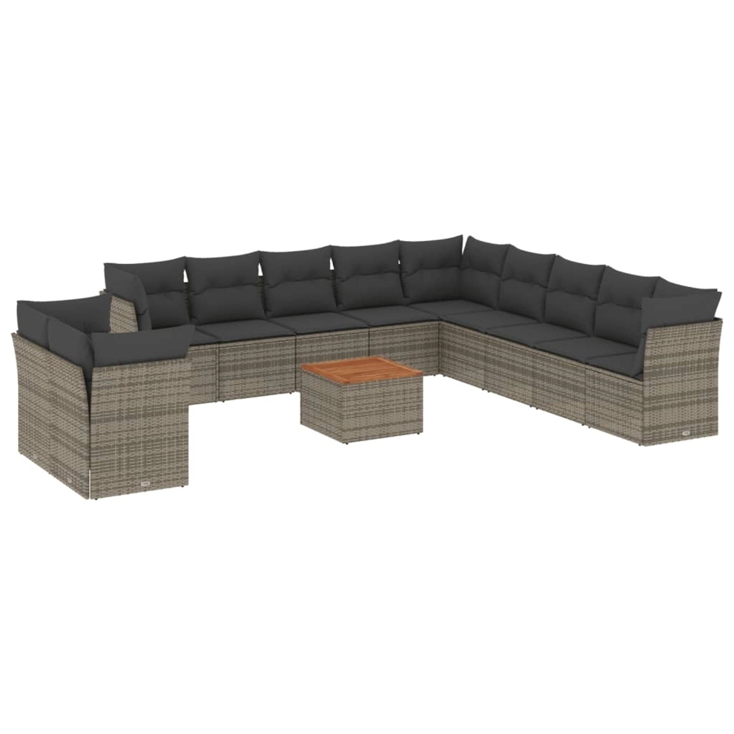 vidaXL 12-Tlg Garten-Sofagarnitur mit Kissen Grau Poly Rattan 3223729 günstig online kaufen