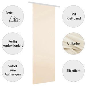 Bestgoodies Flächenvorhang Ellen, 3er Pack, Beige. Blickdichter Fenstervorhang mit Klettband.