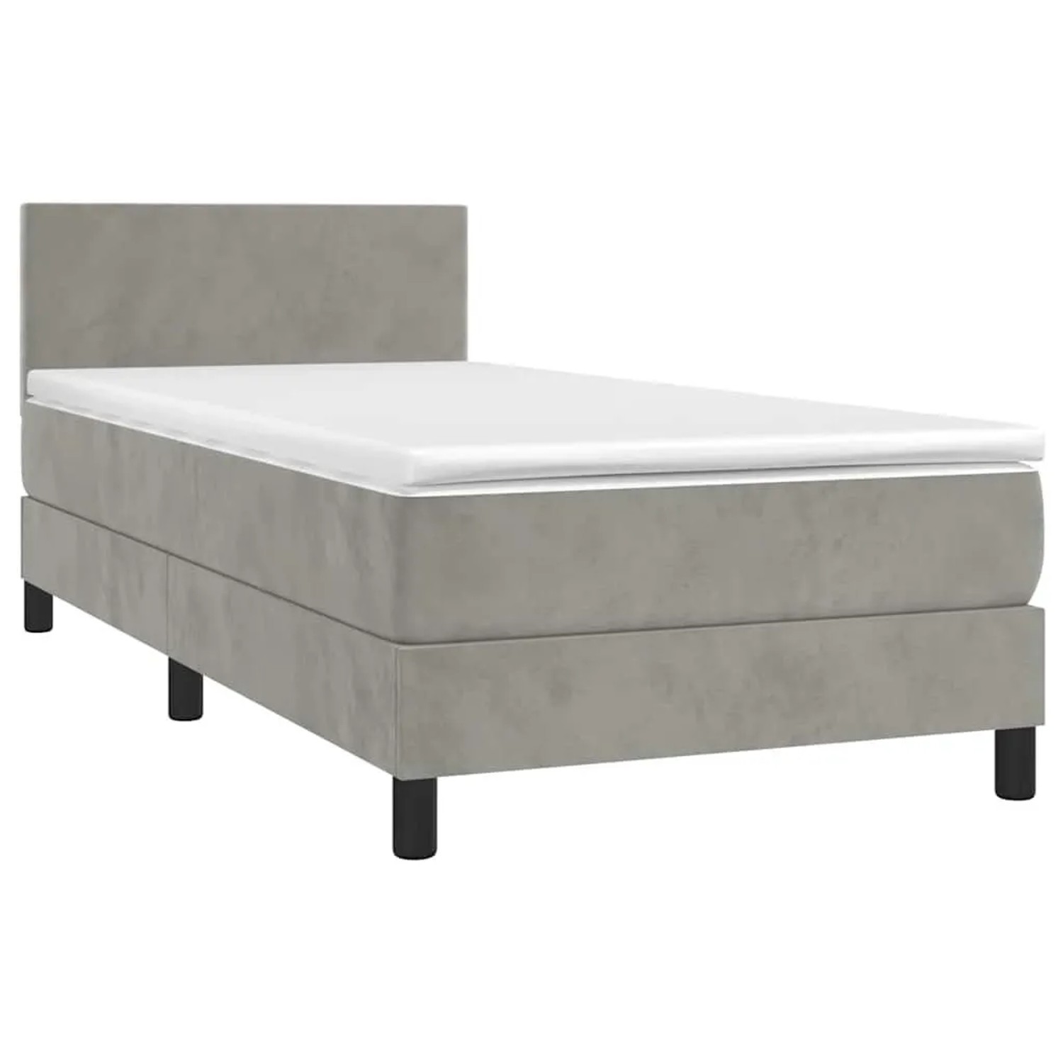 vidaXL Boxspringbett mit Matratze & LED Hellgrau 80x200 cm Samt 3134249 günstig online kaufen