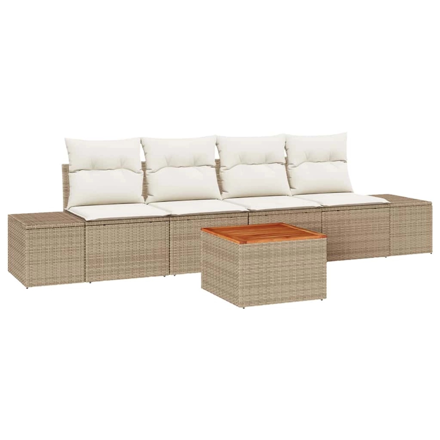 vidaXL Garten-Sofa-Set 5-Tlg Beige Weiß 3356559 günstig online kaufen