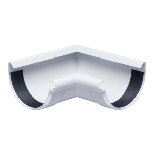 Weißer Inefa Rinnenwinkel 90 Grad Inneneck NW 125 aus PVC für Dachrinnen.