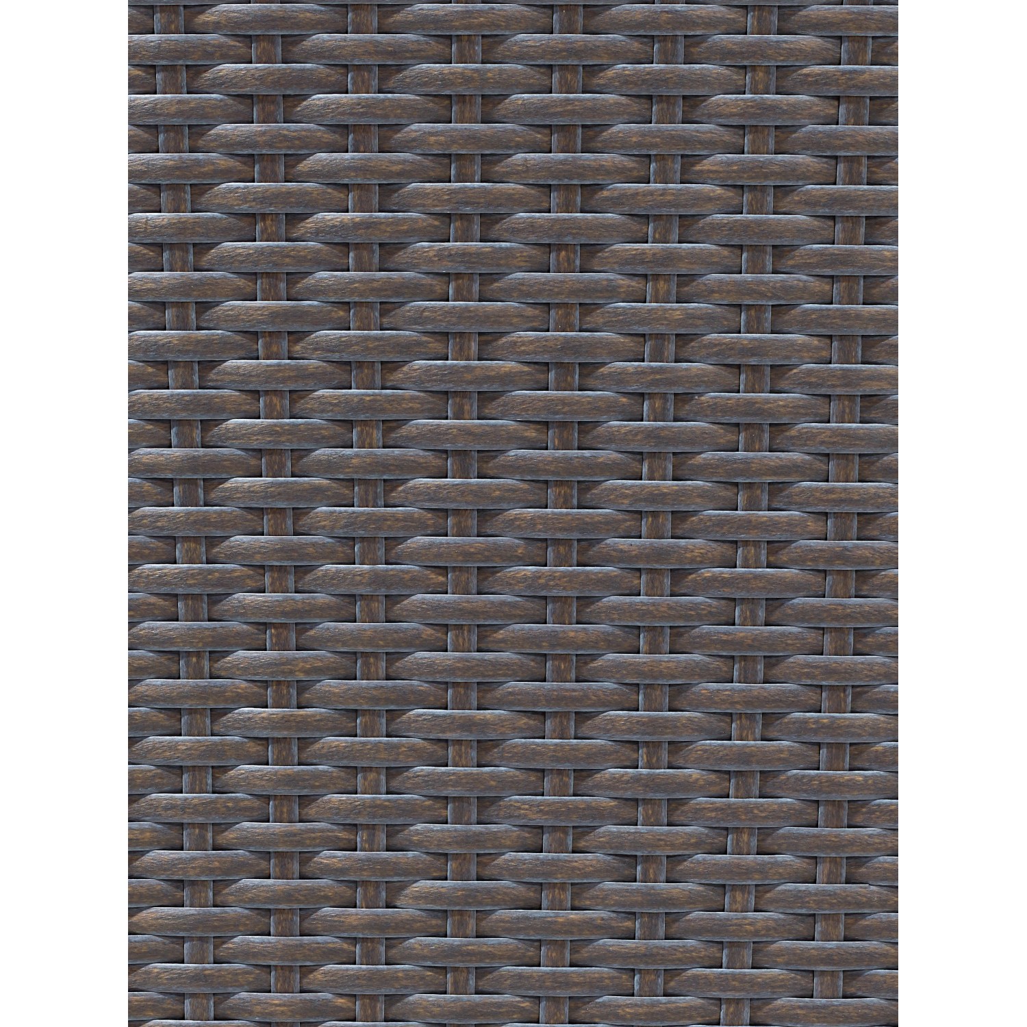 Detailansicht des Polyrattan-Geflechts der Kissenbox Vermont Deep Water. Gartenmöbel-Textur.