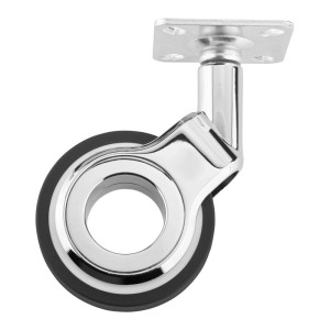 SOTECH Design Möbelrolle BERLIN, Ø60mm, Chrom poliert, mit Montageplatte. Moderne Lenkrolle für Möbel.