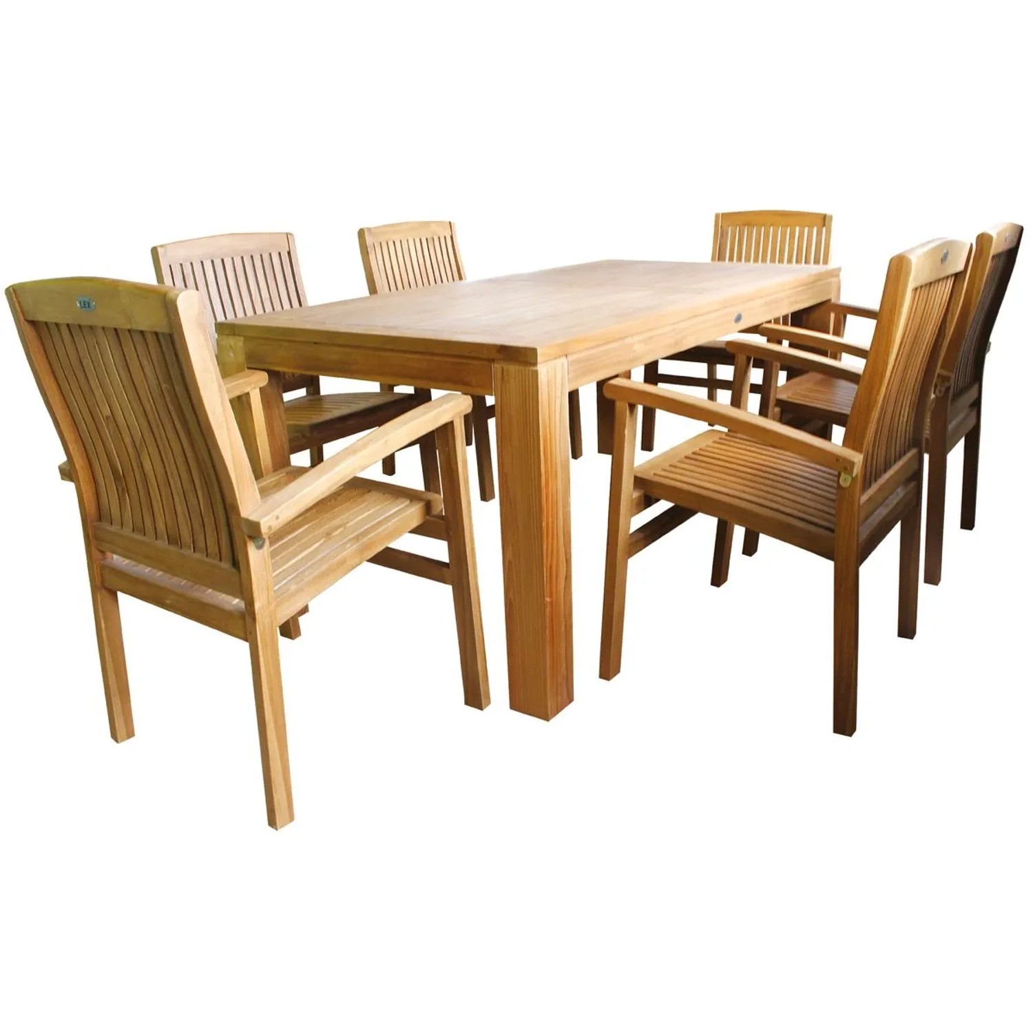 Lex Teak Gartensitzgruppe Teakholz 6xSessel Tisch 180x90 cm Gartenmöbel Esszimmer