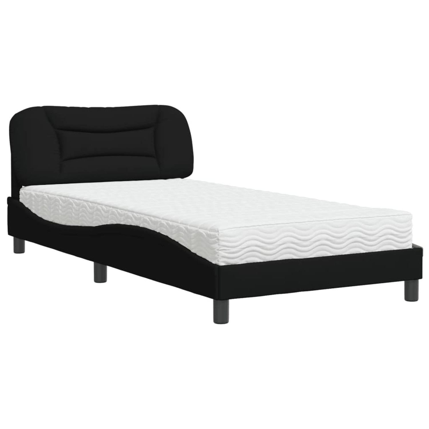 vidaXL Bett mit Matratze Hvar Schwarz 100x200 cm Stoff 3208515