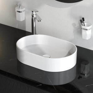 AM.PM Aufsatzwaschbecken Func, ovales Handwaschbecken aus Keramik in Weiß.