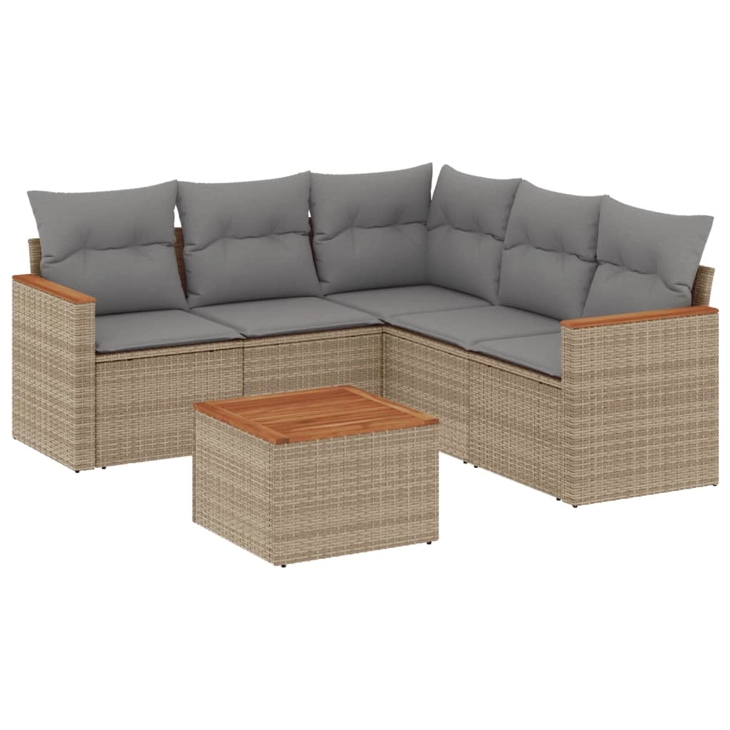 vidaXL 6-Tlg Garten-Sofagarnitur mit Kissen Beige Poly Rattan 3225968 günstig online kaufen