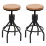 2er Set Barhocker N17 im Industrie Design mit Holz Sitzfläche und schwarzem Metallgestell.