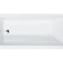 Weiße Bad Land Rechteck-Badewanne MODERN 120x70 aus Acryl mit Ablauf und Füßen, von oben gesehen.