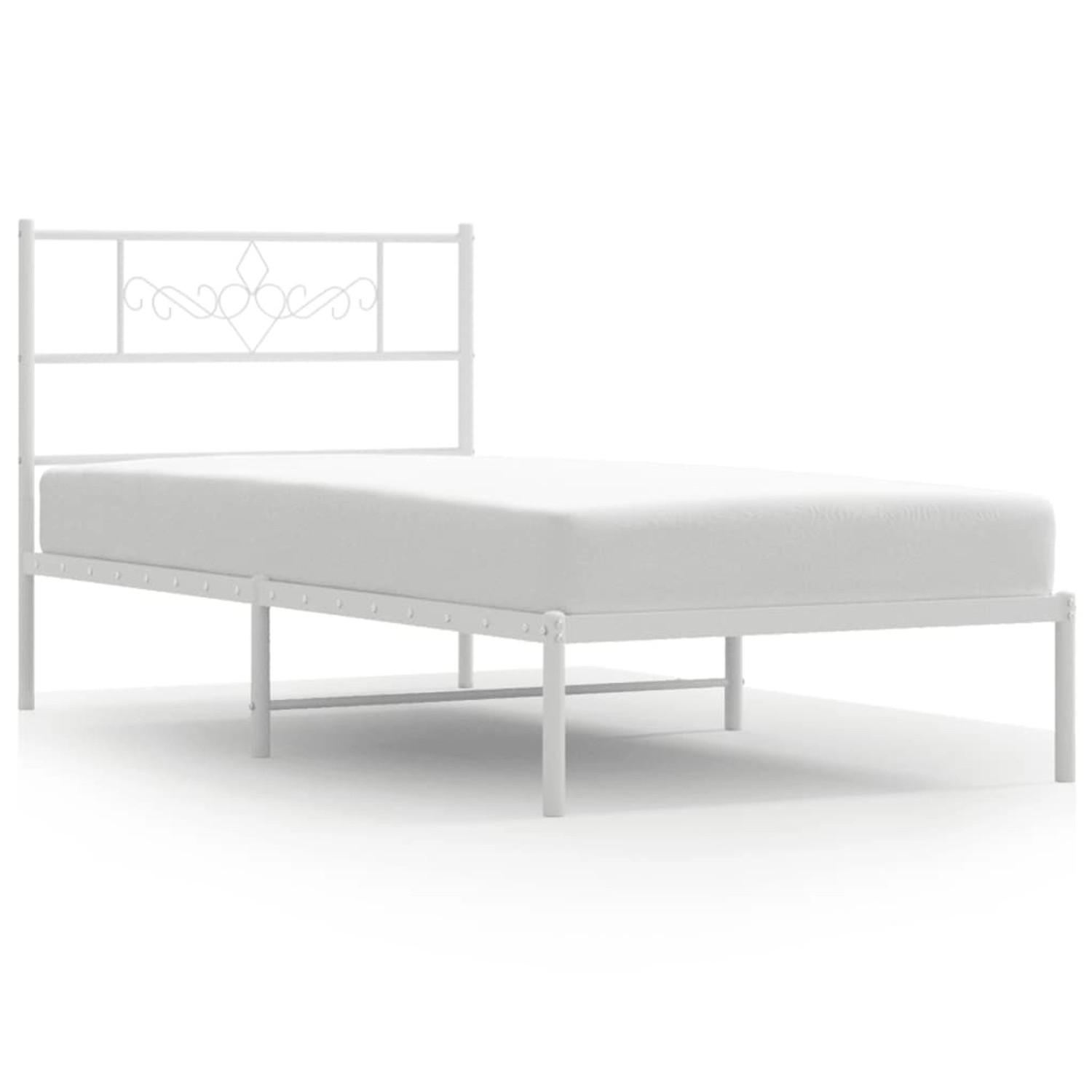 vidaXL Bettgestell Bettrahmen mit Kopfteil Metall Weiß 90x200 cm Bett Bettg günstig online kaufen