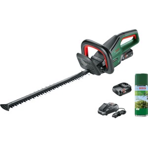 Bosch Akku-Heckenschere UniversalHedgeCut 18-55 mit 2 Akkus und Pflegespray.