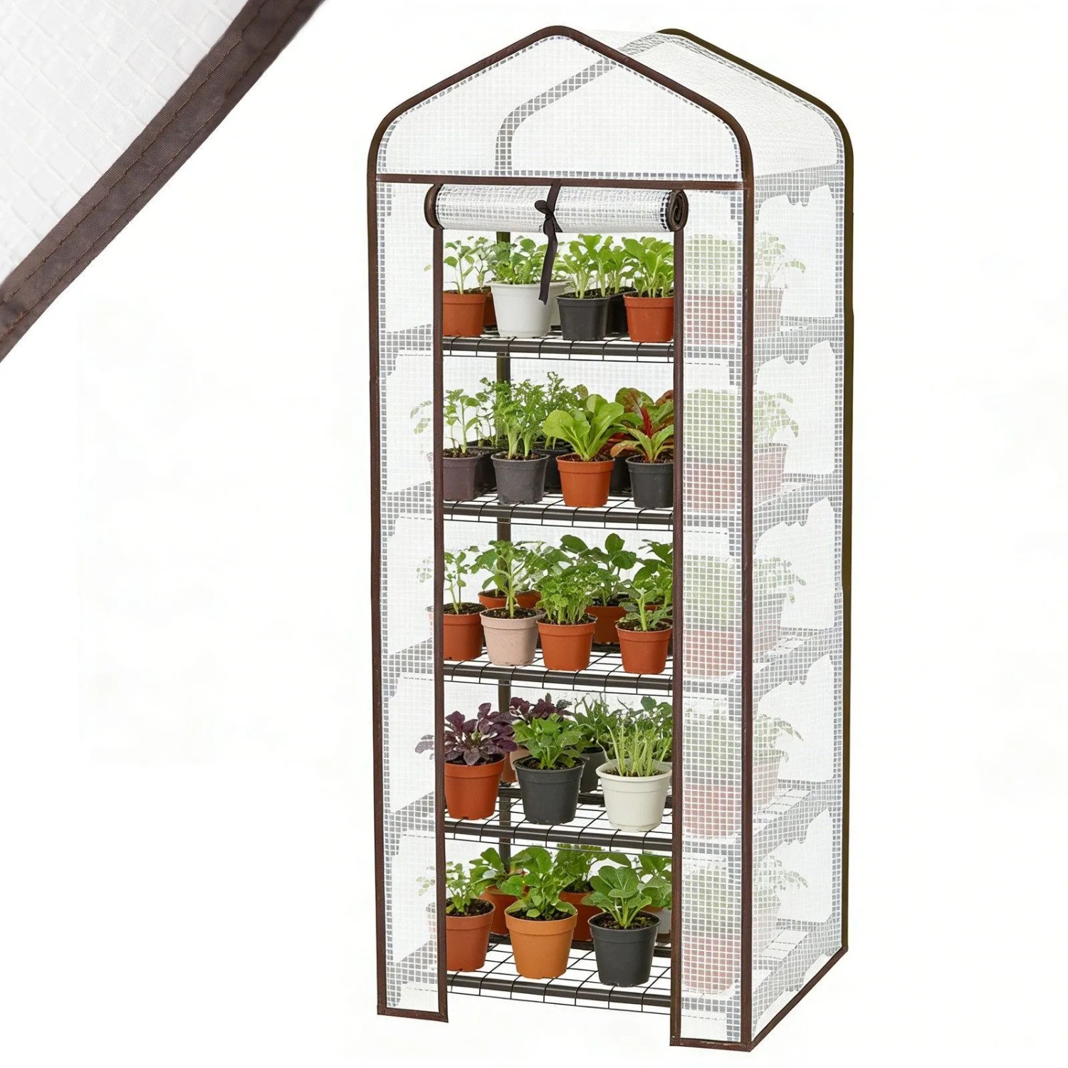 Sekey Tomatengewächshaus Foliengewächshaus Gewächshaus Balkon Garten Winterfest 50x45x155cm 5 Etagen Flexible Pflanzhöhe UV-Schutz Tomatenhaus