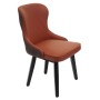 MCW Polsterstuhl M60 im 6er-Set, terrakotta-braun mit dunklem Holzgestell.