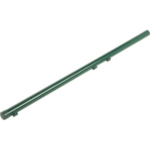 Grüner Zaunpfahl, 965 mm, für Bodenhülsenmontage, mit Pfostenkappe und Drahthalter.
