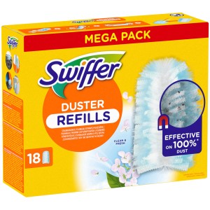 Swiffer Staubmagnet Nachfüllpackung mit 18 Tüchern im gelben Mega Pack.