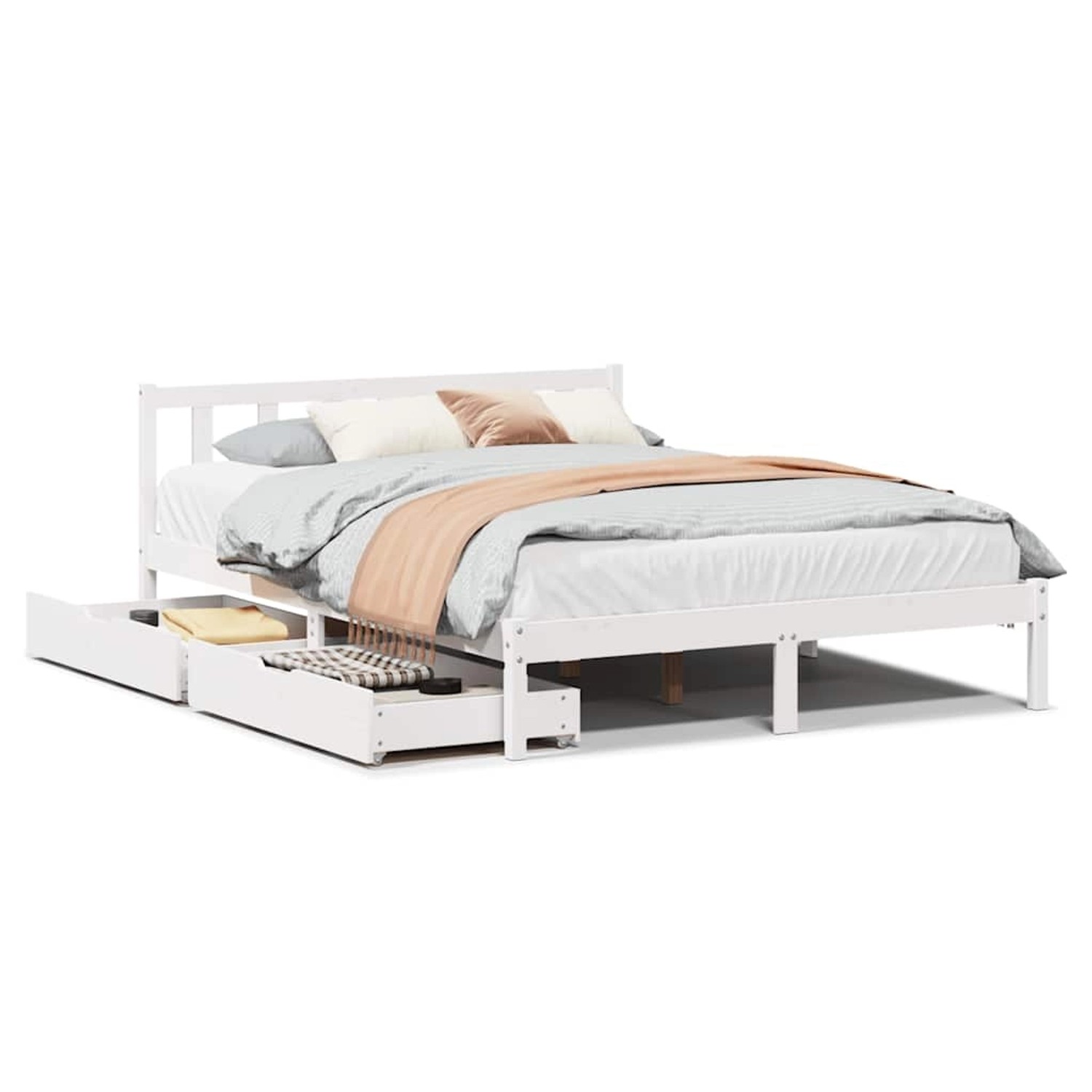 vidaXL Massivholzbett ohne Matratze Weiß 120x200 cm Kiefernholz 3301474 günstig online kaufen