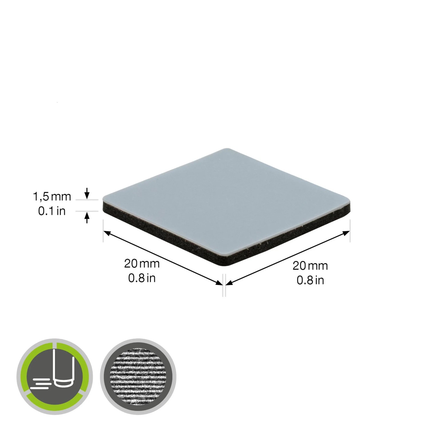 Wagner Gleiter-Set EH1220, 16-teilig, 20x20mm, grau, aus PTFE für Möbel und Oberflächenschutz.