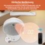 Weißer PTC-Heizlüfter 2200W mit Bedienfeld und Fernbedienung für elektrische Heizgeräte.