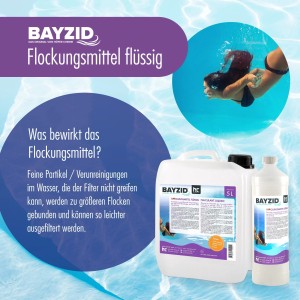 Bayzid Flockungsmittel flüssig, 40 x 10l Kanister und Flasche. Für klares Poolwasser.