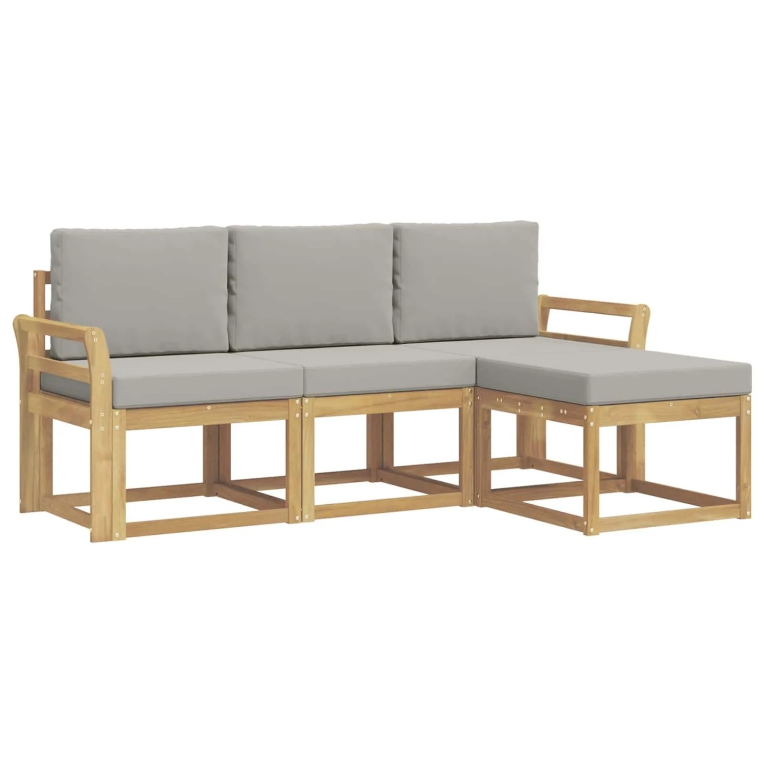 vidaXL Outdoor-Sofagarnitur 4-Tlg Weiß und Hellgrau 3387455
