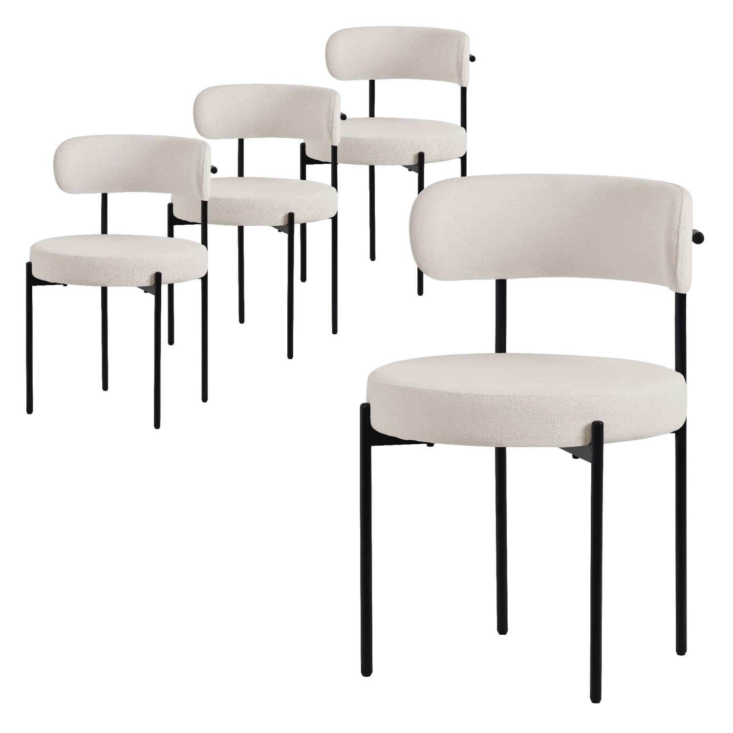 ML-Design Esszimmerstühle 4Er Set Küchenstuhl aus Teddystoff Weiß günstig online kaufen