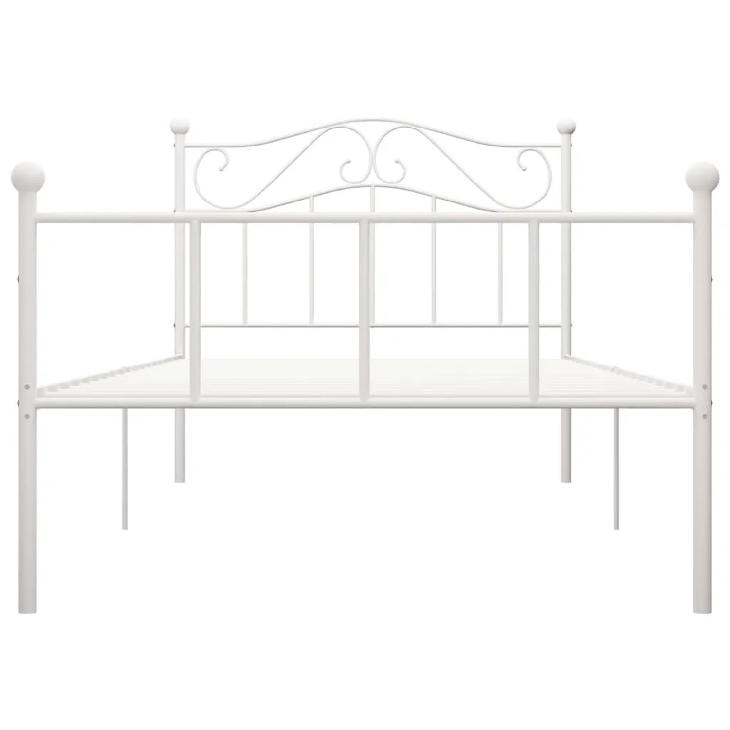 Weißes Metallbettgestell (100x200 cm) von vidaXL für erholsamen Schlaf im Schlafzimmer.