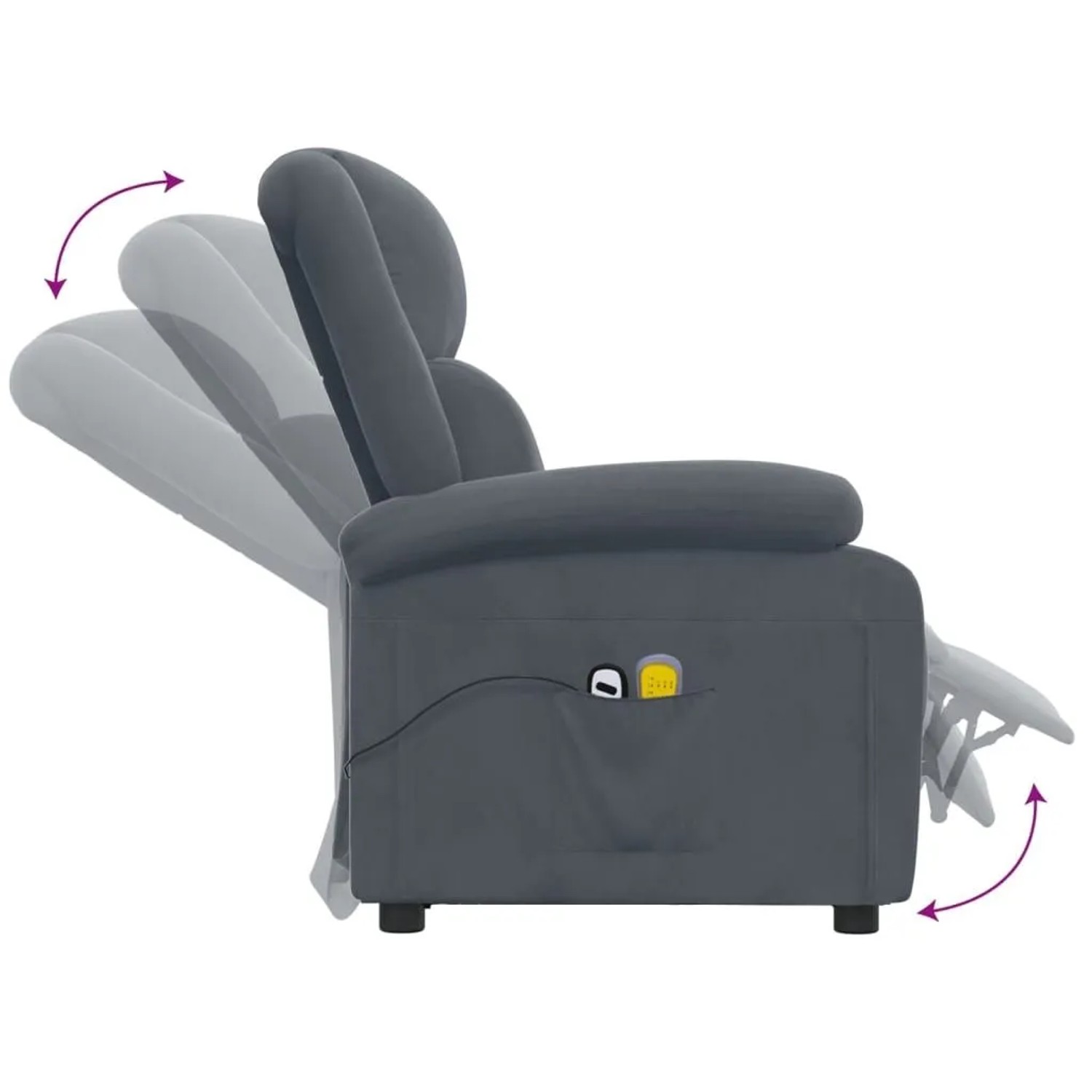 vidaXL Massagesessel Elektrisch Dunkelgrau Samt 3098405_7
