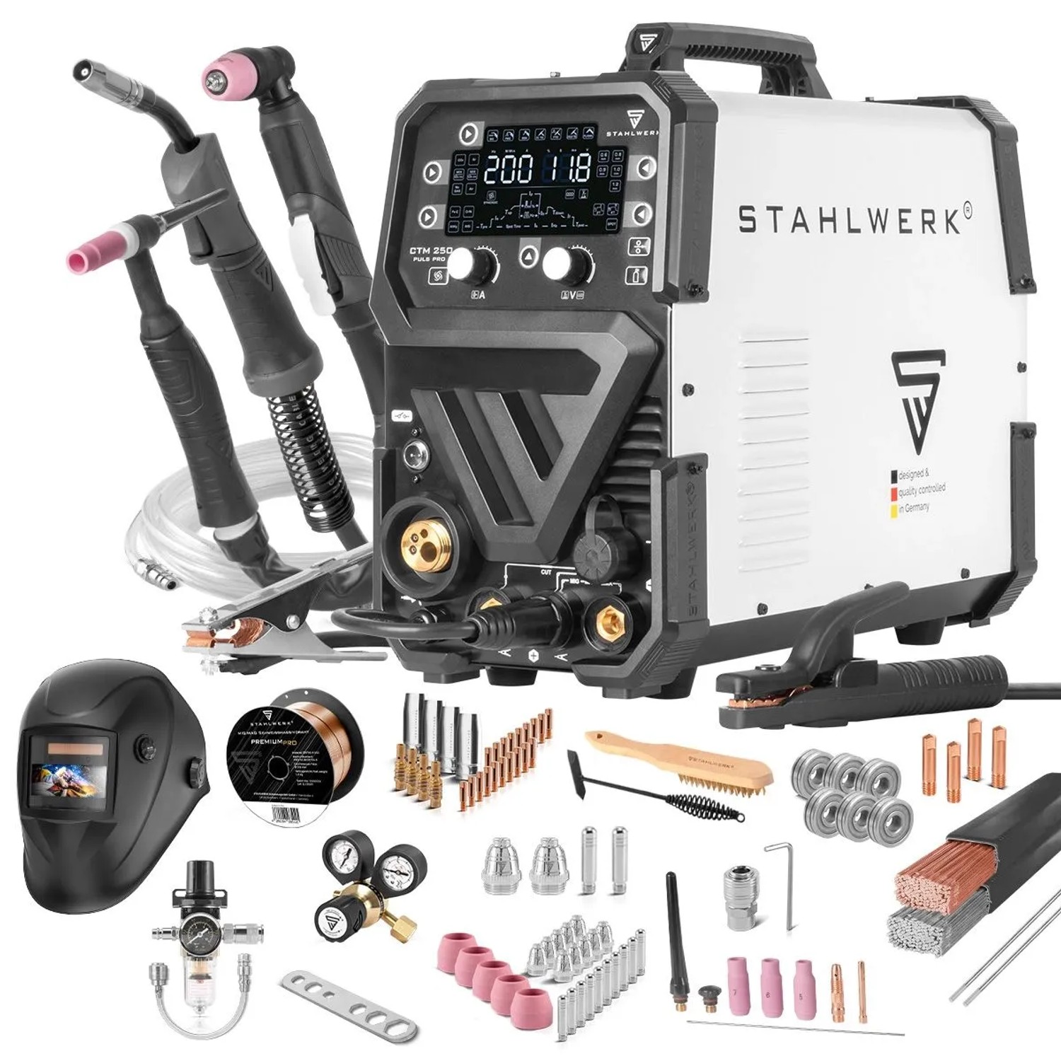 Image of STAHLWERK 6-in-1 Schweißgerät CTM-250 PULS Pro Vollausstattung 200 A WIG MIG MAG