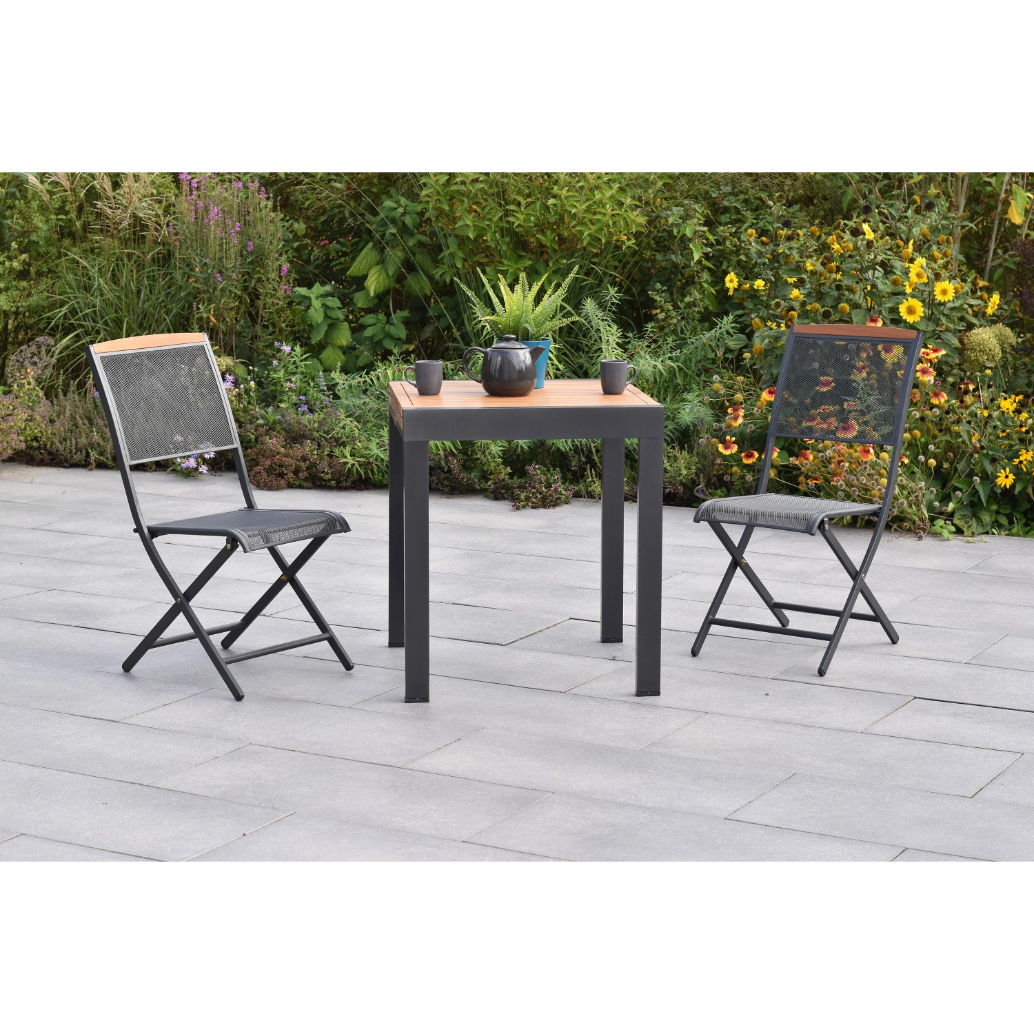Merxx Patmos Set 3-tlg. 2 Klappsessel Balkon-Tisch Ausziehbar günstig online kaufen