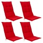 4 rote Beautissu Base HL Hochlehner Auflagen 120x50x6cm für Gartenstühle.