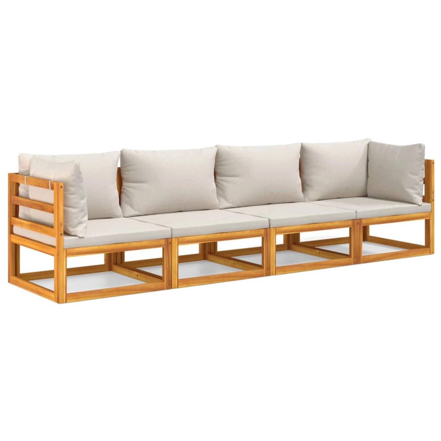 Thumbnail - vidaXL 4-tlg Garten-Lounge-Set mit Hellgrauen Kissen Massivholz Modell 4