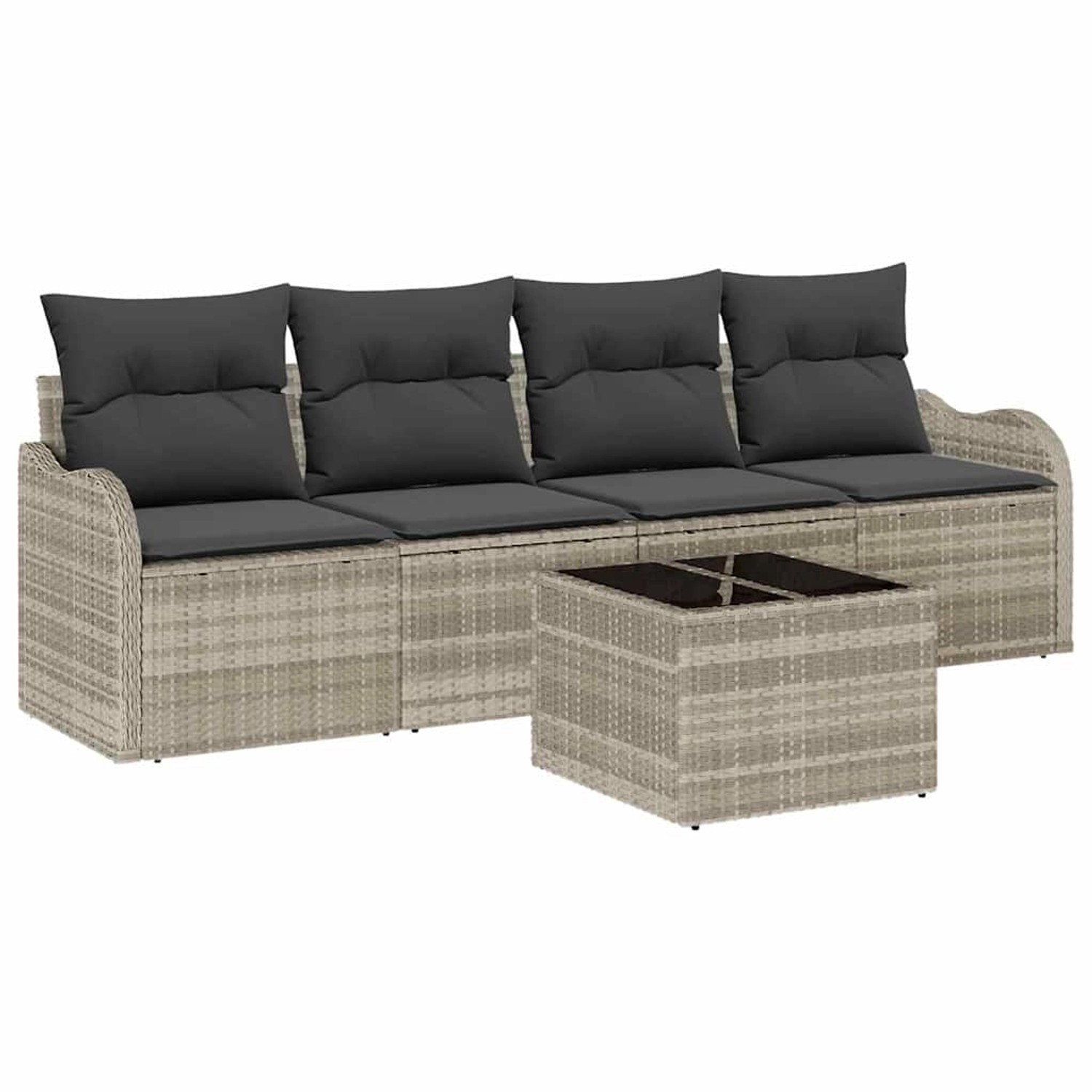 vidaXL Garten-Sofa-Set 5-Tlg Hellgrau Poly Rattan 3345572 günstig online kaufen