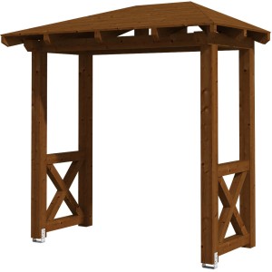 Skan Holz Haustür-Vordach Wismar 4, Nussbaum lasiert, 258x126 cm, aus massivem Holz mit Dachschalung.