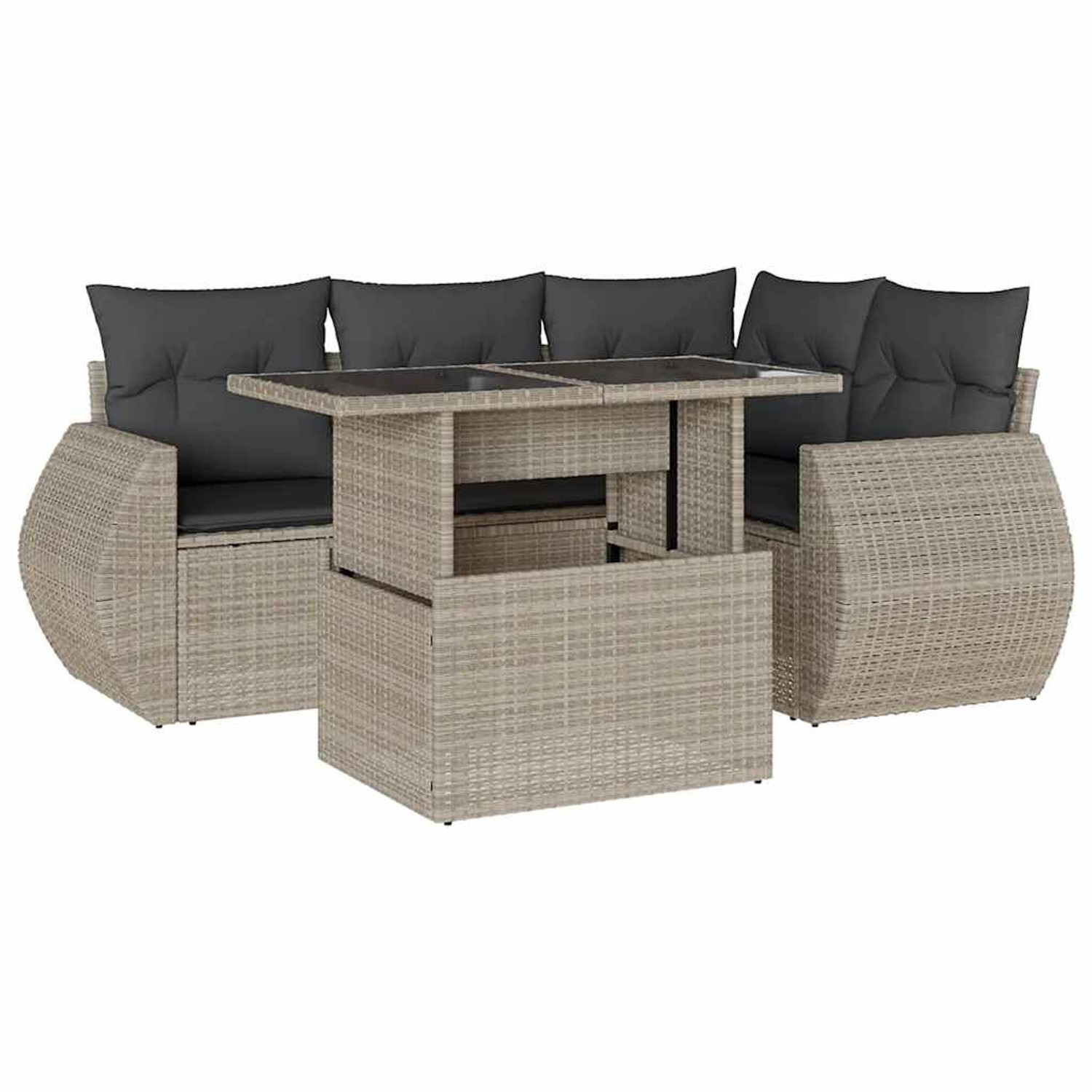 vidaXL 5-Tlg Garten-Sofagarnitur mit Kissen Hellgrau Poly Rattan 3268512 günstig online kaufen