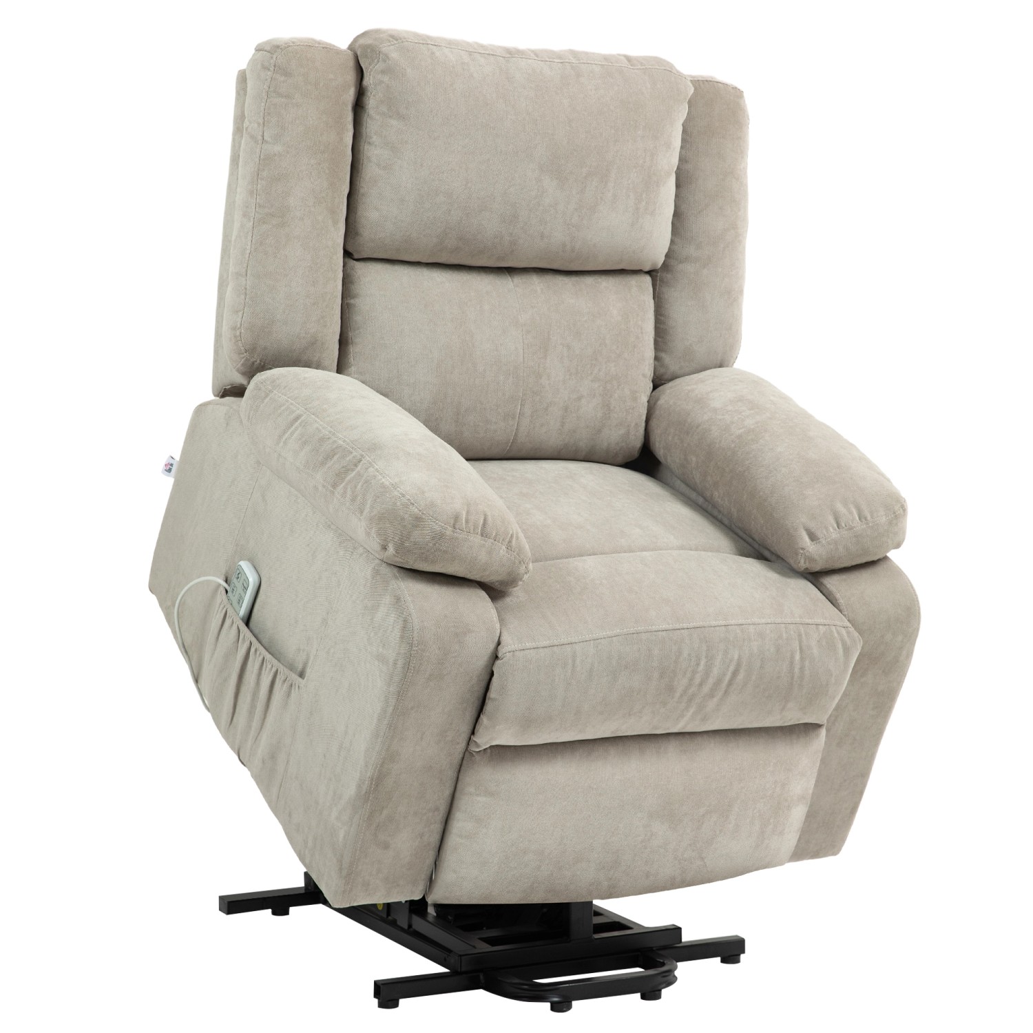 HOMCOM Aufstehsessel Polyester Stahl Hellgrau 91L x 93B x 105H cm günstig online kaufen