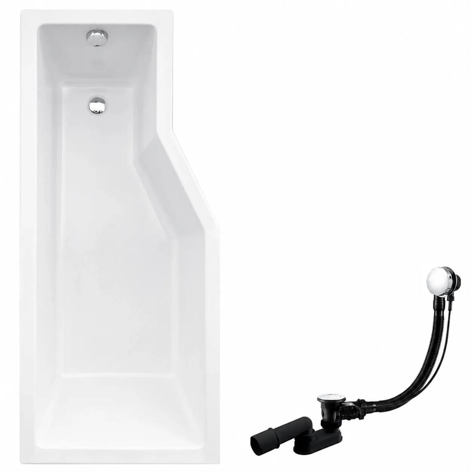 KOLMAN Badewanne Eckwanne 150 x 75 Cm Links Mit Glasabtrennung 3-Teilig Inkl. Ablauf Und Füße