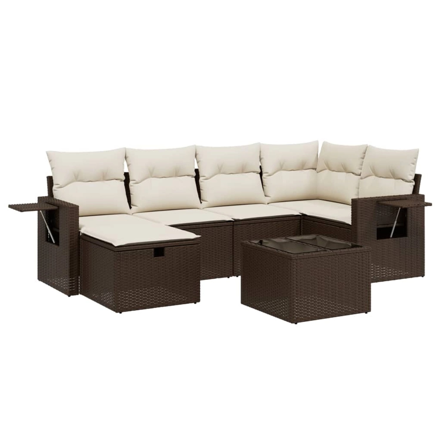 vidaXL 7-Tlg Garten-Sofagarnitur mit Kissen Braun Poly Rattan 3263809 günstig online kaufen
