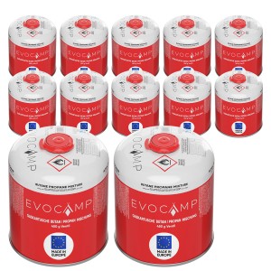 Evocamp Gaskartuschen, 12er-Pack. 450g Schraubkartuschen für Campingkocher mit Eurogewinde.