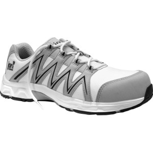 Elten Sicherheitshalbschuh jo_Speedy White Low ESD S3, Größe 39. Arbeitsschuh mit weiß-grauem Design.